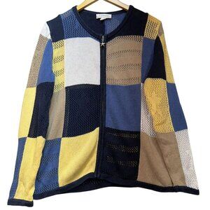CJ Christopher & Banks Women's Zip Up Cardigan Sweater Open Knit Size X Multi